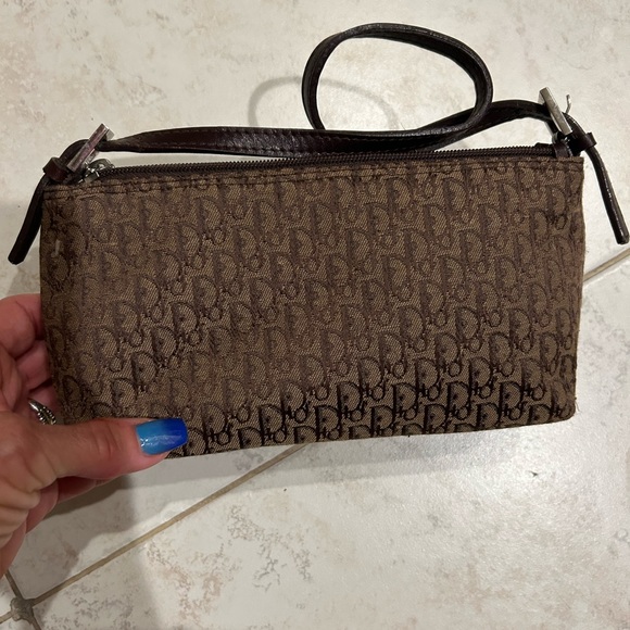 Christian Dior canvas brown small handbag 9.5 x 4.5 - Picture 1 of 4